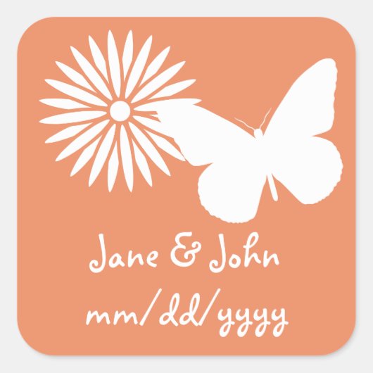 Daisies en Vlinders in Koraal Sticker (Voorkant)