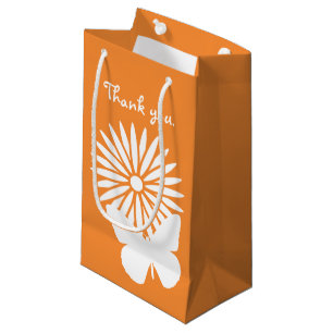 Daisies en Vlinders in Oranje Gift Bag Klein Cadeauzakje