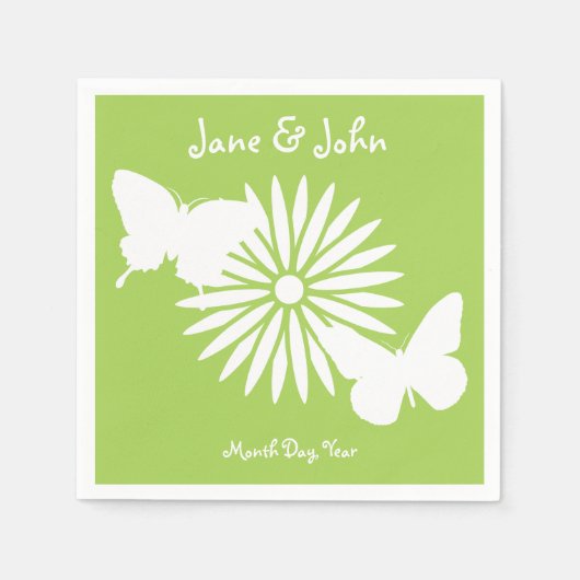 Daisies en Vlinders in Peridot servetten (Voorkant)