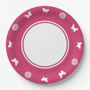 Daisies en Vlinders in Raspberry Paper Bord