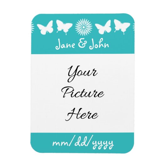Daisies en Vlinders in Turquoise Magnet Magneet (Verticaal)