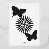 Daisies en Vlinders in Zwarte Folie Uitnodiging (Achterkant)