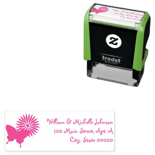 Daisies en Vlinders Zelfinkt Adres Stempel (In situ)