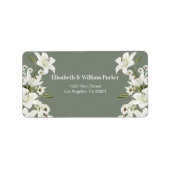 Daisies en White Lilies Green Background Etiket (Voorkant)