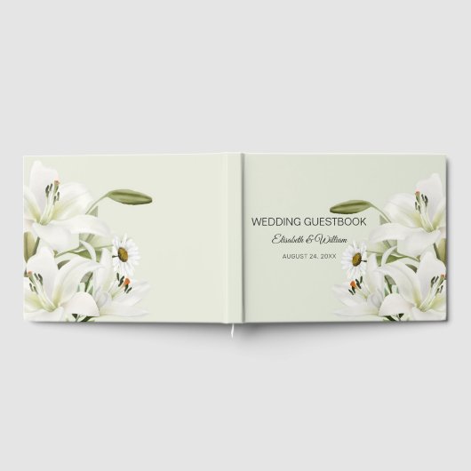 Daisies en White Lilies Light Green Background Gastenboek (Volledig)