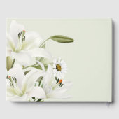 Daisies en White Lilies Light Green Background Gastenboek (Achterkant)