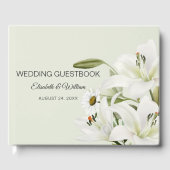 Daisies en White Lilies Light Green Background Gastenboek (Voorkant)