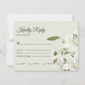 Daisies en White Lilies Light Green Background R RSVP Kaartje (Voorkant)