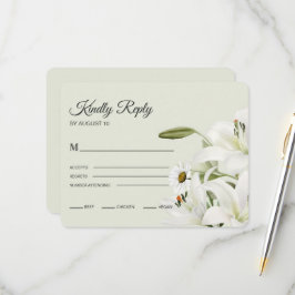 Daisies en White Lilies Light Green Background R RSVP Kaartje