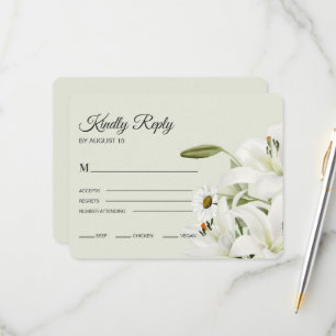 Daisies en White Lilies Light Green Background R RSVP Kaartje