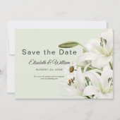 Daisies en White Lilies Light Green Background Save The Date (Voorkant)