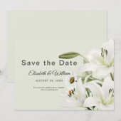 Daisies en White Lilies Light Green Background Save The Date (Voorkant / Achterkant)