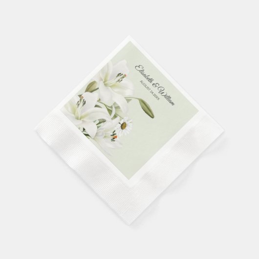 Daisies en White Lilies Light Green Background Servet (Hoek)