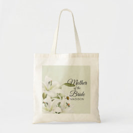 Daisies en White Lilies Light Green Background Tote Bag