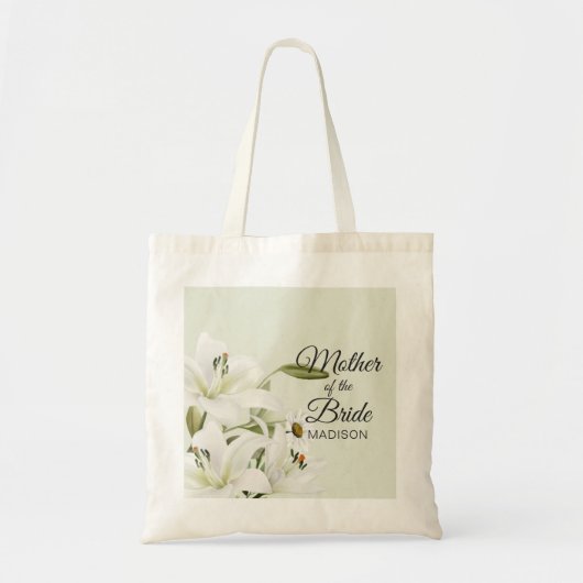 Daisies en White Lilies Light Green Background Tote Bag (Voorkant)