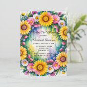Daisies en Wildflowers Meisje Baby shower Kaart (Staand voorkant)