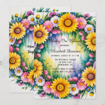 Daisies en Wildflowers Meisje Baby shower