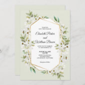 Daisies en witte lelies bruiloft uitnodiging (Voorkant / Achterkant)