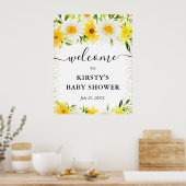 Daisies en Yellow Flowers Baby shower Welkom Poster (Keuken)
