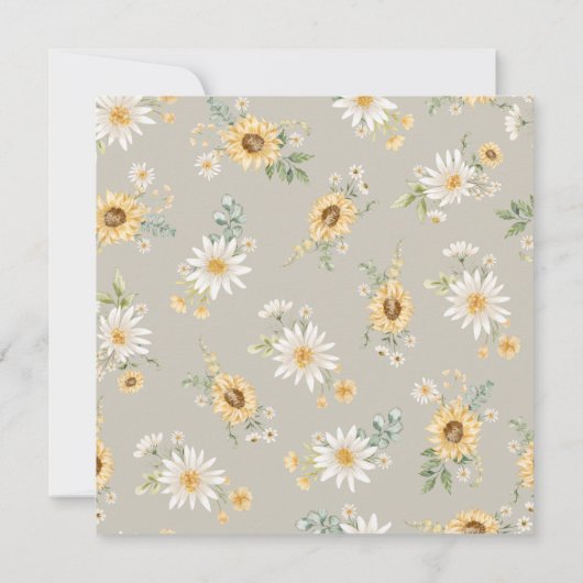 Daisies en Zonnebloemen Bruidsdouche Uitnodiging (Achterkant)