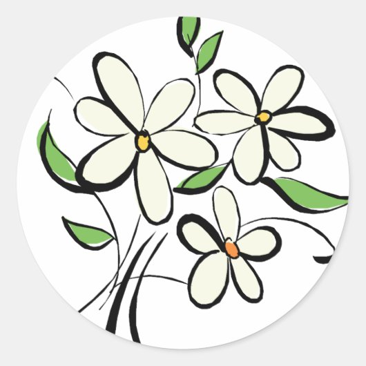Daisies Envelope Seals Ronde Sticker (Voorkant)