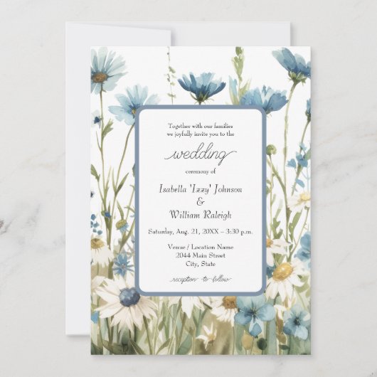 Daisies & Faded Denim Country bruiloft uitnodiging (Voorkant)