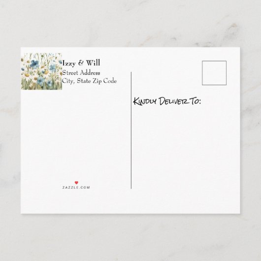 Daisies & Faded Denim Rustic Bewaar onze datum Aankondigingskaart (Achterkant)