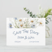 Daisies & Faded Denim rustieke bruiloft Save The Date (Staand voorkant)