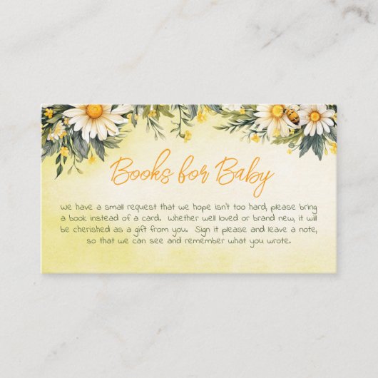 Daisies Floral Baby shower Boeken voor Baby Informatiekaartje (Voorkant)