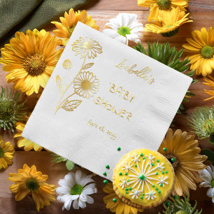Daisies Floral Baby shower Folie Servetten