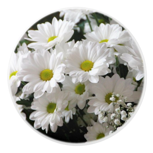 Daisies Floral Ceramic Knob Keramische Knop (Voorkant)