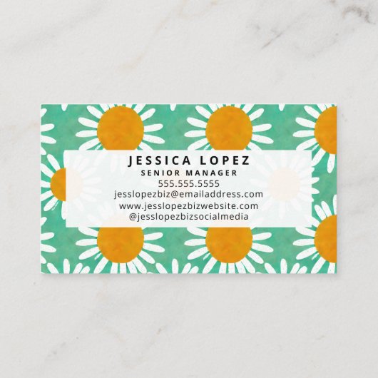 Daisies Floral Cutouts Pattern Professional Visitekaartje (Achterkant)