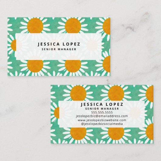 Daisies Floral Cutouts Pattern Professional Visitekaartje (Voorkant / Achterkant)