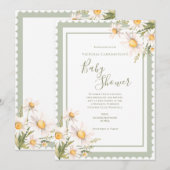 Daisies Floral Elegant Baby shower Kaart (Voorkant / Achterkant)