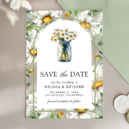 Daisies Floral Mason Jar Wedding Save the Date Acryl Uitnodigingen