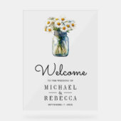 Daisies Floral Mason Jar Wedding Welcome Acryl Bord (Voorkant)