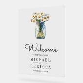 Daisies Floral Mason Jar Wedding Welcome Acryl Bord (Hoek)