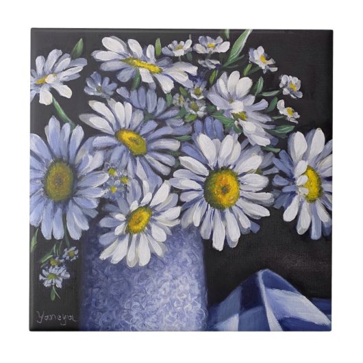 Daisies flower coasters tegeltje (Voorkant)