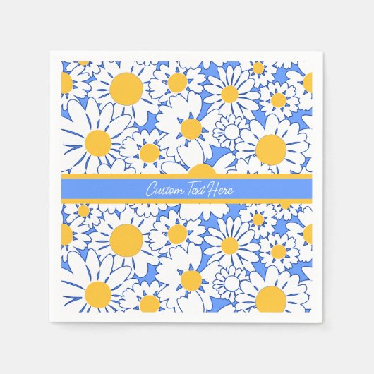 Daisies Flowers Blue White Floral Servet (Voorkant)