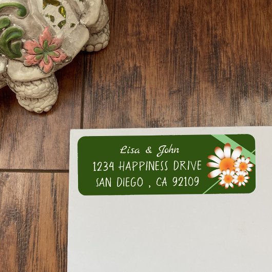 Daisies forest Green and Sage Return Address Label