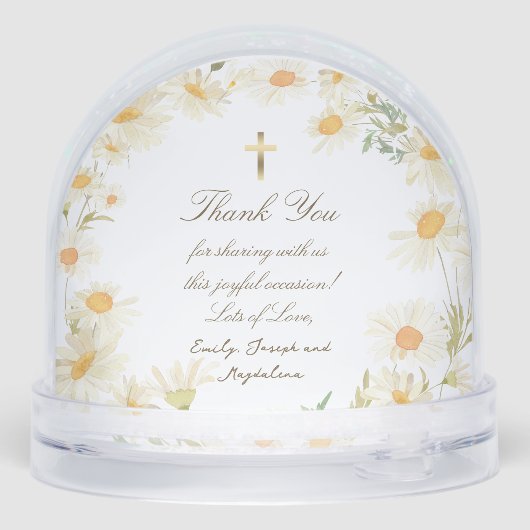 daisies frame Baptism thank you  Sneeuwbol (Achterkant)