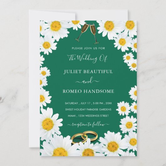 Daisies Framed Fresh Colors Wedding Invitation (Voorkant)