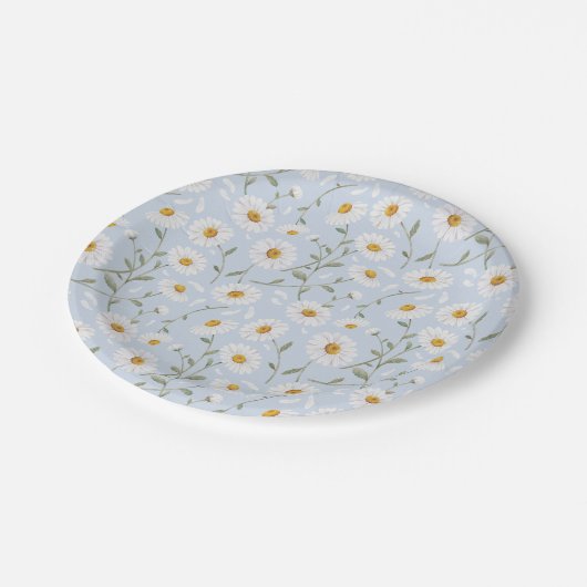 Daisies (Gainsboro) - Waterverf bloemmotief Papieren Bordje (Gekanteld)