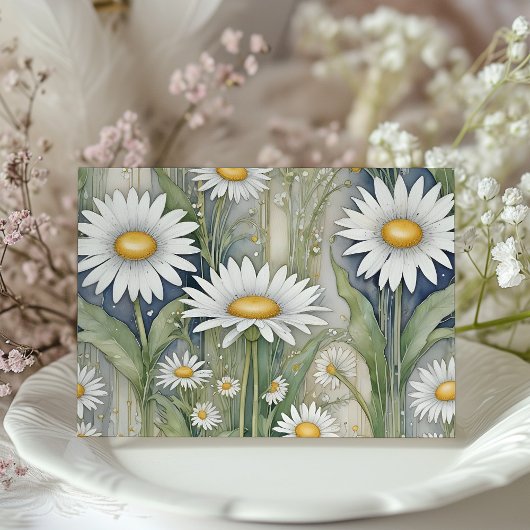 Daisies Garden Elegant Nouveau bruiloft Uitnodigin Kaart