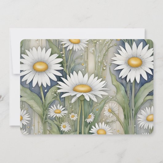 Daisies Garden Elegant Nouveau bruiloft Uitnodigin Kaart (Achterkant)