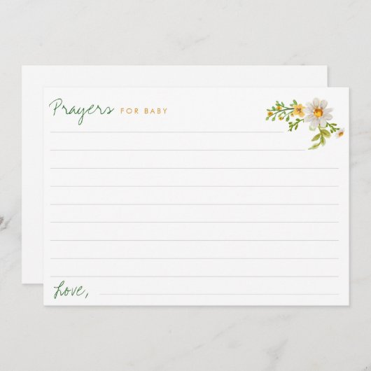 Daisies Geel & Wit Baby shower Gebed Kaart (Voorkant / Achterkant)