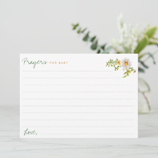 Daisies Geel & Wit Baby shower Gebed Kaart (Staand voorkant)