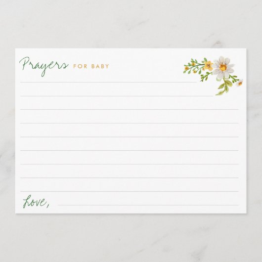 Daisies Geel & Wit Baby shower Gebed Kaart (Voorkant)