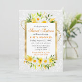 Daisies & Geel Zomer Bloemen Gouden Folie Zoet 16 Kaart (Staand voorkant)