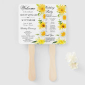 Daisies & Gele Zomerbloemen Trouwprogramma Handwaaier (Voorkant en achterkant)